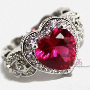 Love Beauty for Ashes® Prophets Heart Ruby Red CZ Ring Womens Ladies Size 5-12